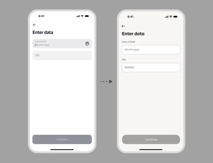 Экран Enter data до&nbsp;и&nbsp;после перехода на&nbsp;новые компоненты