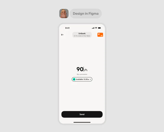 Transfer screen in Figma